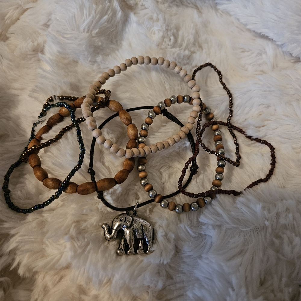 Bohemian Beaded Bracelets with Elephant Charm